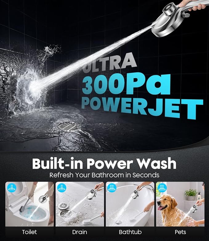 Handheld Shower Head High Pressure JOMST – Magnetic Holder,10 Spray Modes with Power Wash for Pets&Tile&Toilet, Filtered for Softer Skin & Shinier Hair, 1.8GPM, Stainless Steel Hose