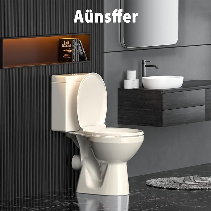 Round Toilet Seat Almond, Toilet Seat 16.5 inch Soft Close, Premium PP Material Easy Clean, B2B Available, Elegant Design, Almond