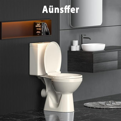 Round Toilet Seat Almond, Toilet Seat 16.5 inch Soft Close, Premium PP Material Easy Clean, B2B Available, Elegant Design, Almond