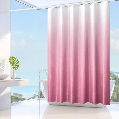 Pink Ombre Fabric Shower Curtain for Bath Decor, 72 x 72 | Pink Gradient Fabric Shower Curtain, Cloth-Textured Bathroom Curtains Shower Set, Water Repellent and Machine Washable