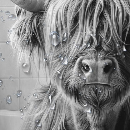 Highland Cow Shower Curtain, Funny Black & White Cow in Bathtub with Towel Rustic Bathroom Decor, Waterproof Washable Polyester Fabric, with Hooks for Farmhouse Bathroom Decorations 36X72inch.