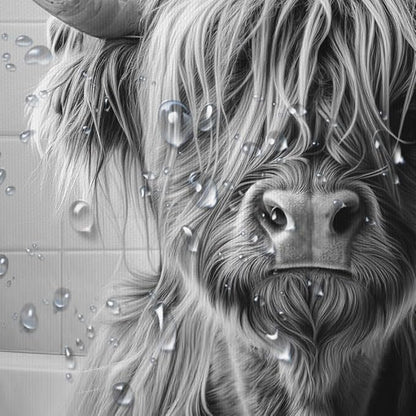Highland Cow Shower Curtain, Funny Black & White Cow in Bathtub with Towel Rustic Bathroom Decor, Waterproof Washable Polyester Fabric, with Hooks for Farmhouse Bathroom Decorations, 72X72inch
