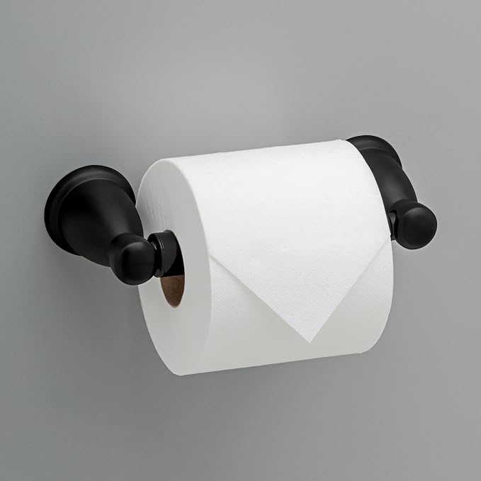 Franklin Brass Kinla Spring (1-Pack) Toilet Paper Holder Matte Black Tissue Roll Spring-Loaded Rod, Organization and Storage, Wall Mounted Bathroom Accessories KIN50-MB