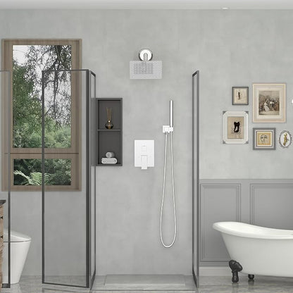 8 Inch Rain Shower Head High Pressure Rainfall Shower Head Chrome | Square Rain Bathroom Showerhead, High Flow, Large Stainless Steel, Ceiling Mounted, Wall Mounted, Waterfall Full Body
