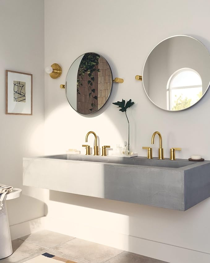 Moen Brushed Gold Cia Widespread 2-Handle High-Arc Bathroom Faucet for 3-Hole Bath Sink, Valve Required, T6222BG