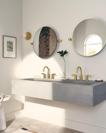 Moen Brushed Gold Cia Widespread 2-Handle High-Arc Bathroom Faucet for 3-Hole Bath Sink, Valve Required, T6222BG