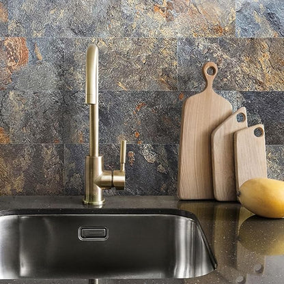AULIGET 6" x 12" Peel and Stick Backsplash Wall Tiles, PVC Faux Stone Stick on Tiles for Backsplash Kitchen, Bathroom (2, Rust Slate)