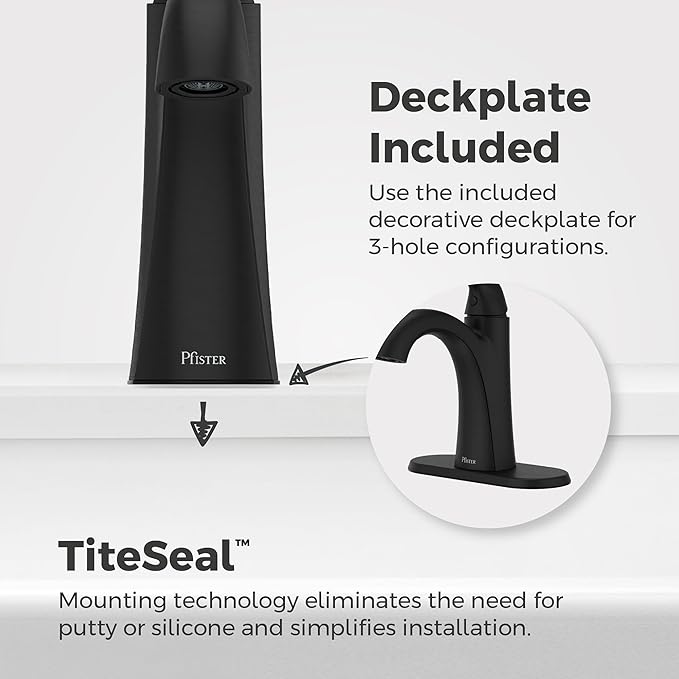 Pfister Willa Bathroom Sink Faucet, Single Control, 1-Handle, Single Hole, NSF Certified, Spot Defense Matte Black Finish, LF042MALSDB