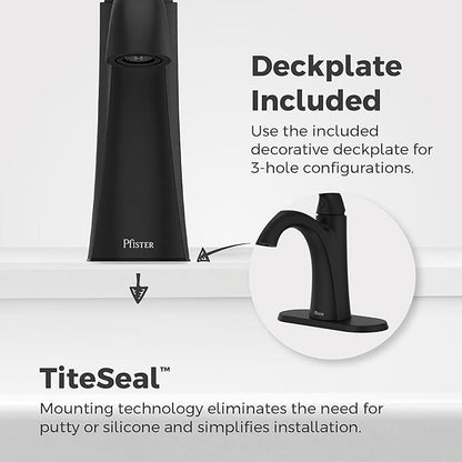 Pfister Willa Bathroom Sink Faucet, Single Control, 1-Handle, Single Hole, NSF Certified, Spot Defense Matte Black Finish, LF042MALSDB