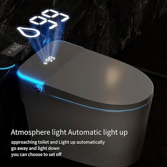 VIPOOO Smart Toilet with Bidet Built In- Automatic Tankless Modern Intelligent Toilet With User Definition, Foot Sensor Flush, Heated Seat, Warm Water Dryer VIP-01