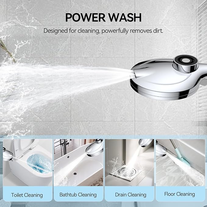VOXON Magnetic High Pressure Shower Head, 10-Mode Handheld Shower Head, Built-in 2 Power Wash, Adjustable Shower Head with Handheld with Magnetic Docking & 60'' Hose, 2.5 GPM Showerhead with 5'' Face