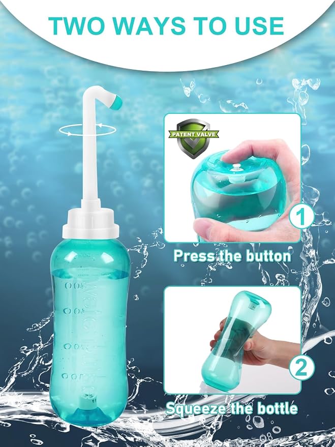 Peri Bottle for Travel Bidet - Care,Portable Travel Squeeze Bottle Bidet for Women Personal Hygiene Cleaning,2 Tubes for Baby Mom and 16.9OZ(Green)