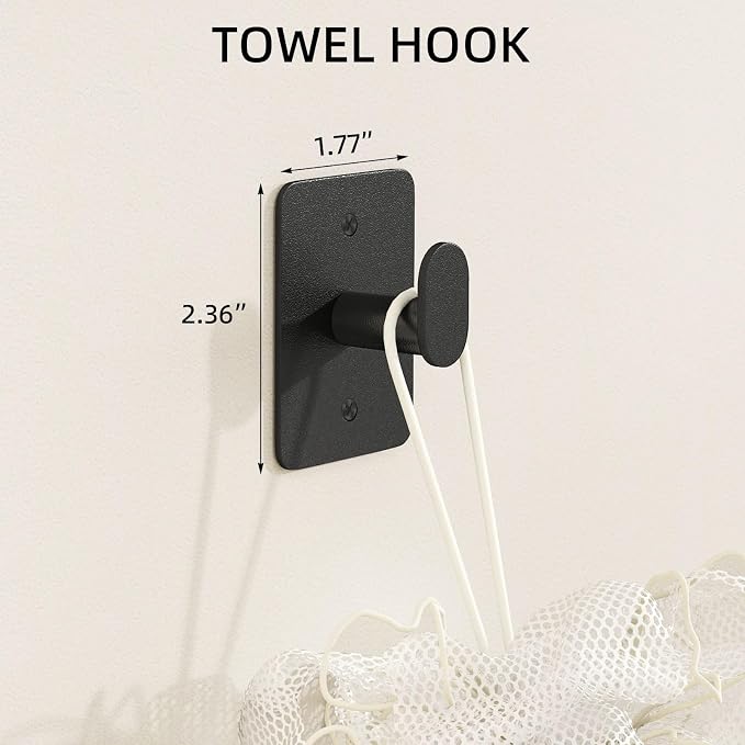 Matte Black Bathroom Accessories Set 4-Pieces, Towel Racks for Bathroom 24Inch Towel Bar, Towel Ring, Towel Hooks, Toilet Paper Holder with Shelf, Stainless Steel Wall Mounted Bathroom Hardware Set