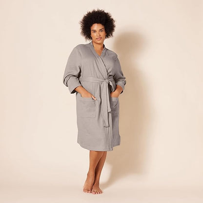 Amazon Essentials Women's Lightweight Cotton Waffle Mid-Length Bathrobe (Available in Plus Size)