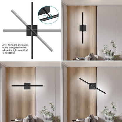 Tipace Hardwired Black Vanity Light Fixtures for Bathroom - 23.6 inch 360° Rotatable Modern Bathroom Light Fixture Over Mirror 5CCT LED Wall Sconce Lighting Fixture LED Vanity Lights Bar
