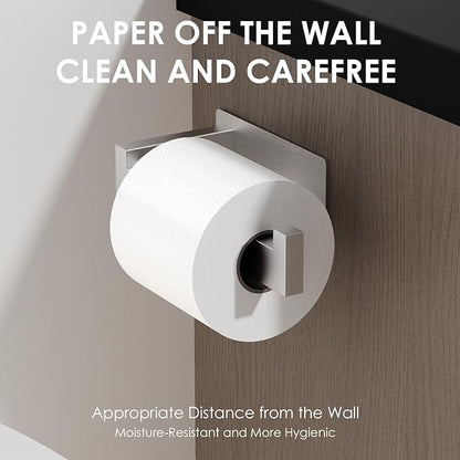 Auxmir Toilet Paper Holder Self Adhesive, Premium Thicken SUS304 Stainless Steel Rustproof Toilet Roll Holder No Drilling, Wall Mount Toilet Tissue Holder for Bathroom Kitchen Washroom, Brushed Nickel
