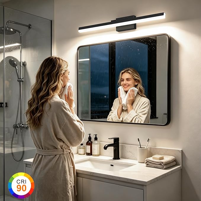 IZORRO Modern Bathroom Vanity Light 48 inch, Rotatable, 36W Dimmable Led Bathroom Light Fixture Over Mirror, Black Vanity Light Bar (5 Color Temperature)