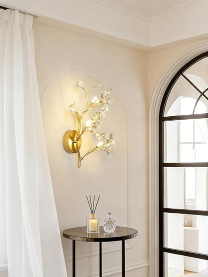 3-Light Gold Crystal Wall Sconce ModernVanity Light for Living Room BedroomHallway Bathroom Dressing Table