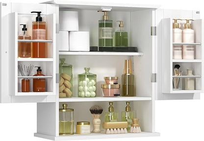 ChooChoo Kitchen Cabinet Wall Mounted, Laundry Room Cabinet with Door Shelves, Bathroom Wall Cabinet with Adjustable Shelf, Medicine Cabinet for Bathroom, Kitchen, Laundry Room, White