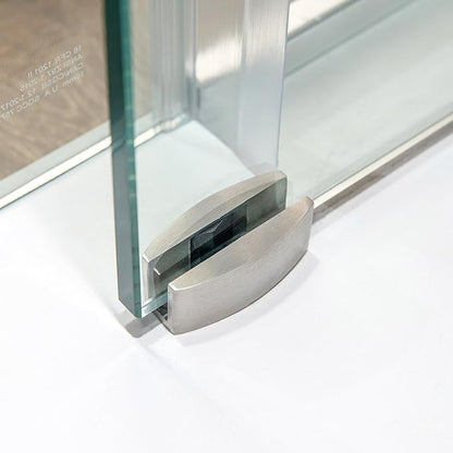 Woodbridge Frameless Single Sliding Shower Doors in Brushed Nickel Finish, 45.5-48" Width x 76" Height with 3/8"(10mm) Clear Tempered Glass, Soft Close System and Explosion-Proof Film, BSDC4876-B
