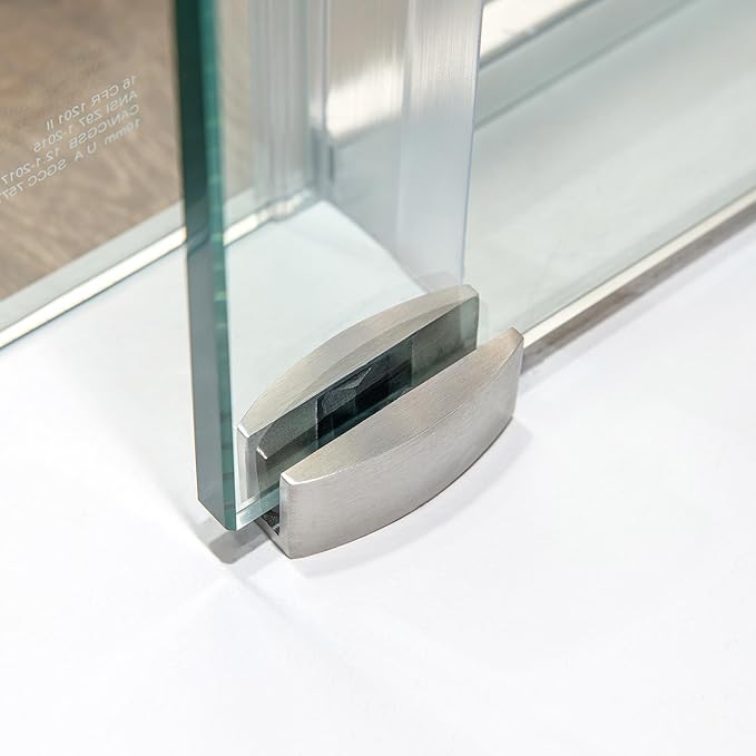 Woodbridge Frameless Single Sliding Shower Doors in Brushed Nickel Finish, 57.5-60" Width x 62" Height with 3/8"(10mm) Clear Tempered Glass, Soft Close System and Explosion-Proof Film, BSDC6062-B