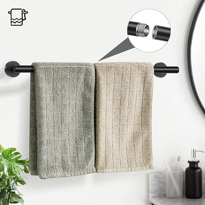 TURS Black 5 Piece Bathroom Towel Bar Set Bathroom Hardware Set, 23.6 inch Bathroom Accessories Kit Set, SUS304 Stainless Steel Wall Mounted