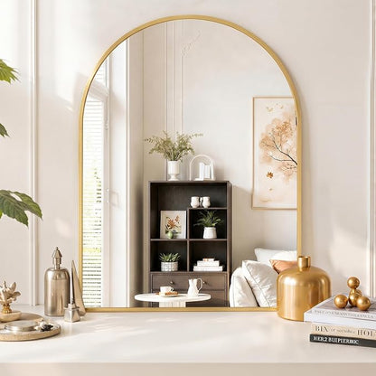 Arched Wall Mirror 40x30 Inch Gold Bathroom Vanity Mirror with Metal Frame | Modern Arch Mirror for Bedroom, Living Room, Entryway, Wall Mounted Decorative Mirror