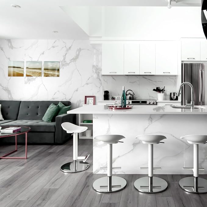 Marble Peel and Stick Waterproof Wall Paneling, 118" x 47" Carrara White Matte Finish Self-Adhesive Backsplash Tile Vinyl Wall Panel for Kitchen Bathroom Wall Decor, Covers 38.75 Sq. Ft.