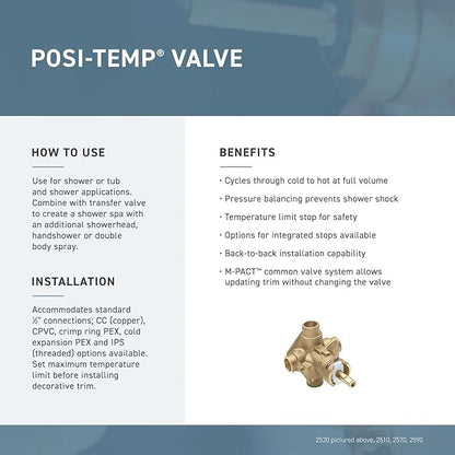 Moen Wynford Chrome Posi-Temp Eco-Performance Shower Trim Kit Valve Required, T4502EP