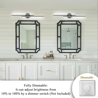 EDISLIVE Dimmable Modern LED Vanity Light Fixtures Bathroom Vanity Wall Lighting, 31.5 in Mirror Vanity Lighting Fixtures for Bathroom Bedroom Makeup Living Room, Black