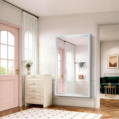 36x60 inch Brushed Silver Bathroom Mirror, Large Rectangular Mirror for Wall, 0.6" Thickened Deep Frame Mirrors for Bathroom Sink, Shatterproof Tempered Glass, Antirust, Horizontally/Vertically