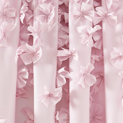 Lush Decor Riley Light Filtering Window Curtain Panel, Single 54" W x 95" L, Lilac - Cute Purple Curtains for Bedroom - Bow Decor - Coquette Curtains for Windows