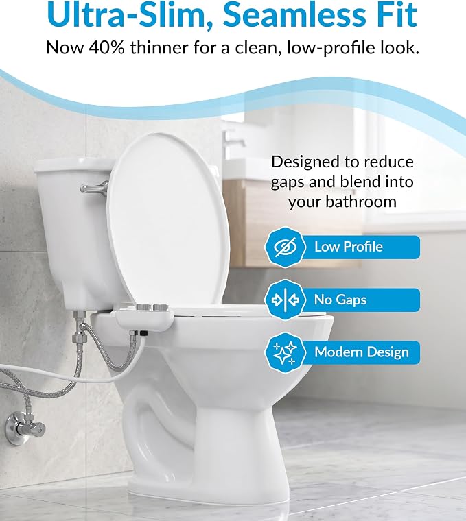 CLEAR REAR Bidet Attachment for Toilet Seat - Non-Electric with Self Cleaning Nozzle, Leak Proof Connectors, Adjustable Water Spray, Rear & Feminine Wash - Hygienic Bathroom Upgrades