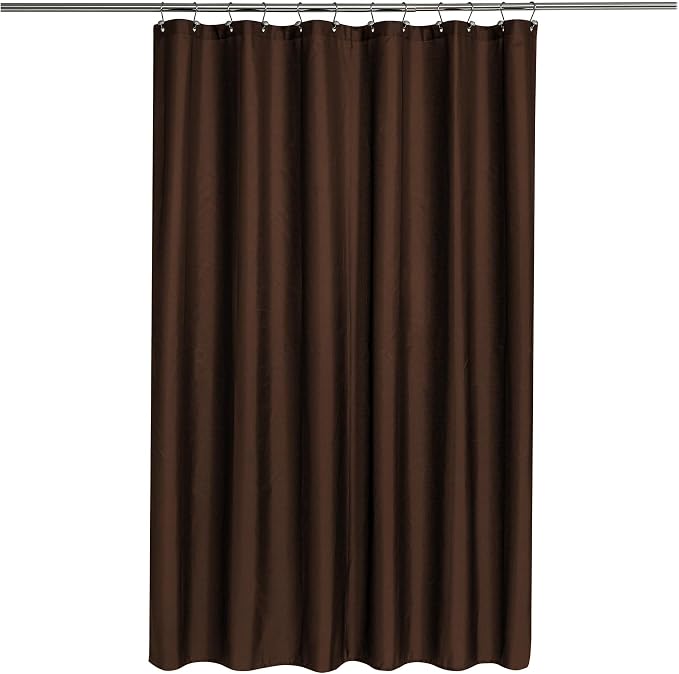 N&Y HOME Fabric Shower Curtain or Liner with Magnets, Brown | Hotel Quality, Washable, Water Repellent, Cloth Shower Curtain with Grommets for Bathroom, Standard Size
