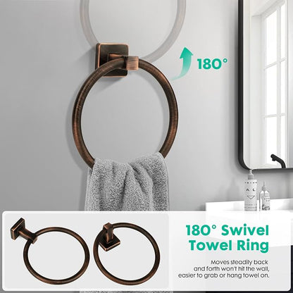 5 Piece Bathroom Hardware Accessories Set Oil Rubbed Bronze,24 Inch Towel Bar Set,Towel Rack Set,Bathroom Towel Holder Set