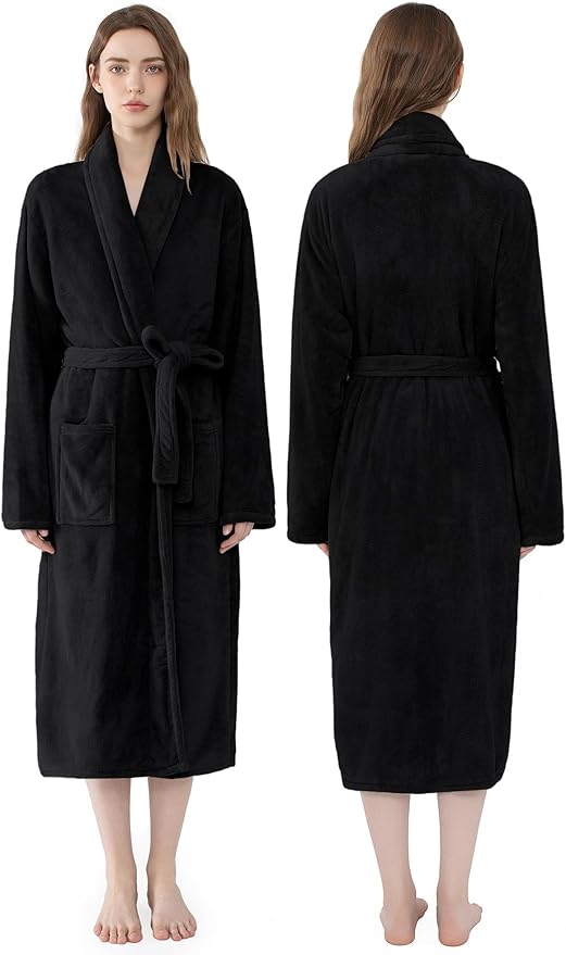 Soft Robe For Women，Warm Plush Bath Robes Female，Spa Towel After Shower Lightweight Long Bathrobe