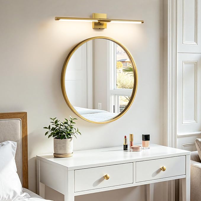 Epinl Gold Vanity Light for Bathroom, 32 inch 5CCT Dimmable Bathroom Lighting Fixture Over Mirror, Modern Brush Gold LED Vanity Lights, 360° Rotatable Bathroom Lights