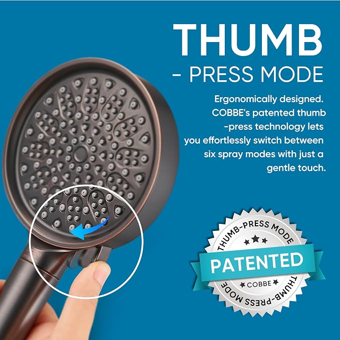 Cobbe Filtered Shower Head with Handheld, High Pressure 6 Spray Mode Showerhead with Filters, Water Softener Filters Beads for Hard Water - Remove Chlorine - Reduces Dry Itchy Skin, Oil Rubbed Bronze | High Pressure 6 Spray Mode Shower Head with Filter...