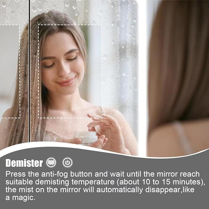 24 Inch X 28 Inch Illuminated Led Mirror Cabinet for Bathroom Stainless Steel Wall Mounted Medicine Cabinet with Double Touch Switches for Clor Change, Dimmer and Anti-Fog Function