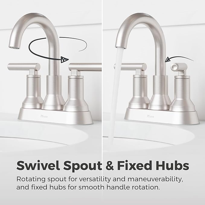 Pfister Capistrano Bathroom Sink Faucet, 4-Inch Centerset, 2-Handle, 3-Hole, NSF Certified, Spot Defense Brushed Nickel Finish, LF048CSOGS | (Pack of 3)