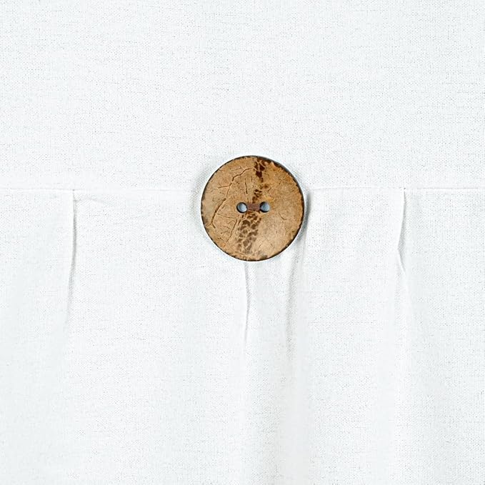DOSLY IDÉES Farmhouse Shower Curtain, White Cloth Button Curtain, Cotton Blend Fabric, Rustic Country Shabby Chic Style, 72x72 in, Bathroom
