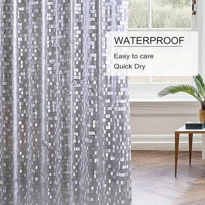 TIKABC Shower Curtain Liner, 4G PEVA Shower Liner, Plastic Peva Waterproof Shower Curtains, 72x72 inch with Grommet Holes 3 Magnetic Weights