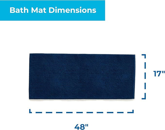 Linenspa Chenille Bath Mat— 1 Piece, Non Slip, Water Absorbent, Fast Drying, Machine Washable, Bath Rug For Bathroom - Dorm Room Essentials