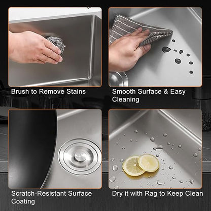 32 x 18 Inch Drop in Kitchen Sink, Nano-Coated Topmount Single Bowl Stainless Steel Sink with Drain Kit Baskets