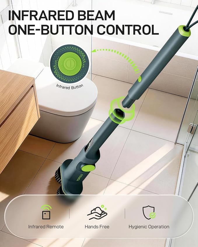 Electric Spin Scrubber Cordless Cleaning Brush | Adjustable Handle and Powerful Motor for Deep Cleaning Bathroom, Tile, Shower, Kitchen and Home Surfaces.