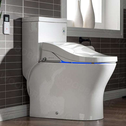 WOODBRIDGE One Piece 1.1GPF/1.6 GPF Dual Flush Elongated Toilet with Advance Smart Toilet in White