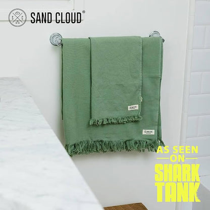 Sand Cloud Turkish Premium Bath Towels for Bathroom - Large, Set of 4 | 100% Certified Organic Turkish Cotton Yarn - Lightweight, Soft & Absorbent - Dry Faster & Cleaner - Terra Green