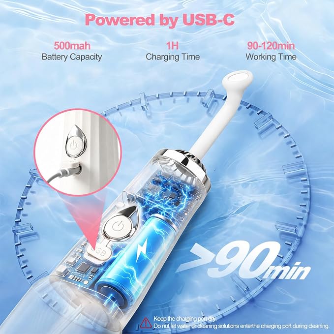 Portable Bidet for Travel - IPX7 Waterproof & 4 Spray Modes | 2 Quick‑Detachable Nozzles, Electric Handheld Bidet for Women, Compact Design for Home Travel Postpartum Personal Hygiene