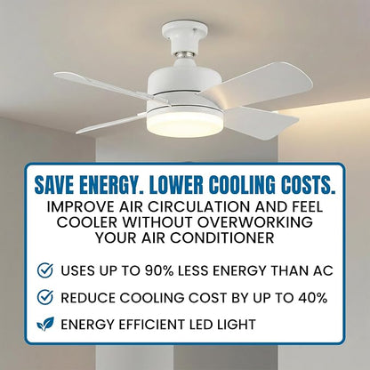 SOCKET BREEZE 15.4" Socket Fan Light Celing Fan with Remote Control | 1000 Lumens, 3 Speed & Light Modes, Portable Easy to Install Ceiling Fans Replacement for Bedroom, Bathroom, Living Room