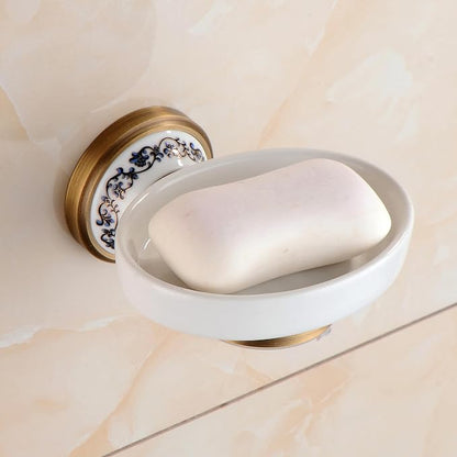 Antique Bronze Brass Soap Dish, Soap Holder Wall Mounted Bathroom Hardware Accessories,Porcelain Design